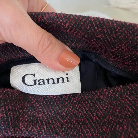 GANNI Burgundy Textured Midi Length Skirt Size S - Picture 6 of 7